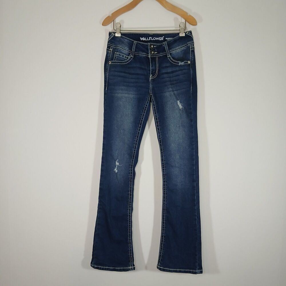 Wallflower Luscious Curvy Bootcut Jeans Size 1 Rhinestone Dark Wash Y2k Western